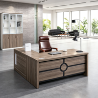 Escritorio Ejecutivo Moderno con Gabinete de Almacenamiento, Escritorio de Computadora de Madera para Gerentes