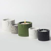 Bougie en cire de soja en pot en béton, texture écorce brute, parfumée, avec lettres en relief, pour décoration intérieure minimaliste et florale, vente en gros
