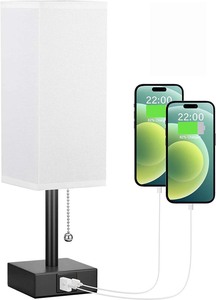 <span class=keywords><strong>Lampada</strong></span> da Comodino OSEN con Porta <span class=keywords><strong>USB</strong></span> per <span class=keywords><strong>Ricarica</strong></span> Rapida, Moderna e Utile, con 2 Prese AC e Paralume in Tessuto Quadrato - Product Image 6