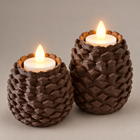 Porte-bougie créatif en forme de pomme de pin de Noël imprimé en 3D en PLA écologique, lot de 2 pour bougies chauffe-plat LED, décoration festive de table sur le thème de la forêt, OEM
