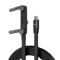 Cable de Carga Rápida PD de 240W 3A, Cable de Nailon Trenzado Tipo-C a Tipo-C de 1.5 m con Diseño en Forma de T y Funciones Integradas para PC y Teléfono Móvil