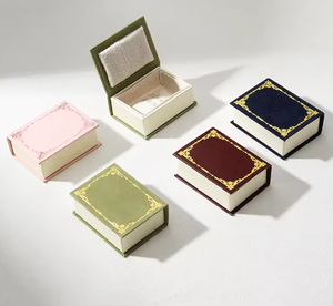 Wholesale Book Shape Magnetic Jewelry <b>Box</b> Retro Flip Ring Earrings Necklaces Velvet Lined Jewelry <b>Storage</b> Packaging Gift <b>Box</b> - Product Image 1