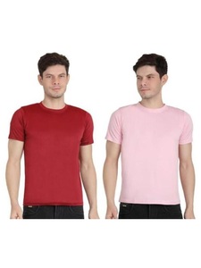 T-shirts unis pour hommes en tissu Lycra, doux, extensibles, confortables, basiques, décontractés, col rond, manches courtes, t-shirt uni pour tous les jours - Product Image 4