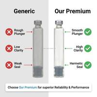 Tube en verre transparent stérile de 3 ml, tube vide, emballage en verre de 3 ml