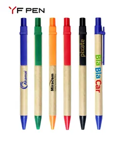 Custom kraft paper pen for promotion cheap eco friendly paper ball pen paper packaging