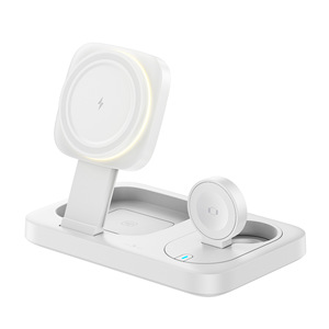 HiTao Foldable 3-in-1 Magnetic <b>Wireless</b> Charger Station, 15W Fast Charging Dock with Night <b>Light</b> for Multi-Device - Product Image 1
