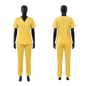 Uniforme Médico Unisex Amarillo de Lona Premium de 180 GSM, 65% Poliéster, 35% Algodón, con Detección de Agujas y Bordado Personalizado para Hospital - Product Image 1