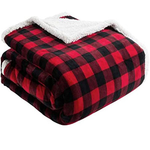 Nouvelle couverture personnalisée en flanelle et polaire Sherpa à carreaux Buffalo pour Noël, chaude et moelleuse, pour lit, canapé ou cabane - Product Image 1