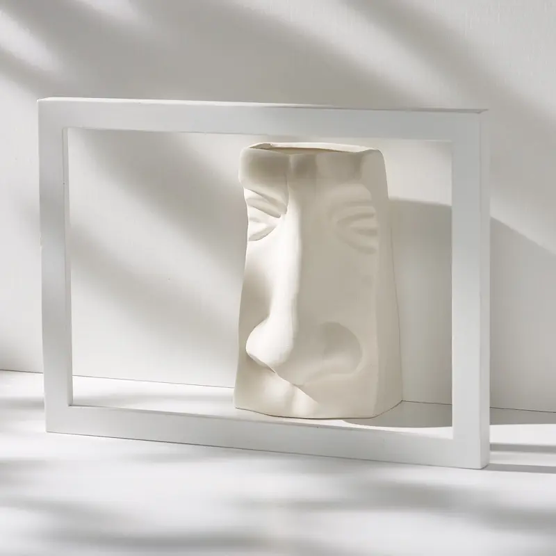 Nórdico simples rosto criativo vaso cerâmico flor seca arte rosto sala de estar decoração casa vasos