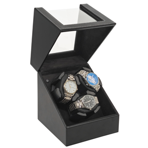 Boîte <span class=keywords><strong>Remontoir</strong></span> <span class=keywords><strong>Automatique</strong></span> Triple pour Montres Mécaniques, en Cuir PU Noir, avec Mode <span class=keywords><strong>Silencieux</strong></span> Actif et Arrêt <span class=keywords><strong>Automatique</strong></span> - Product Image 3
