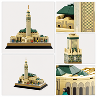 Wange 4231 Mosquée Hassan II MOC Blocs de Construction Vue sur la Rue Maroc Monument Architectural Modèle Briques Éducatives pour Enfants