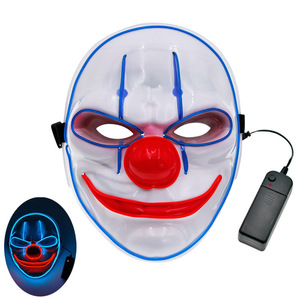 Masque de Clown d'Horreur d'Halloween, Masque de Fantôme Blanc en Plastique Lumineux avec Fil EL LED Clignotant, Fonctionnant sur Piles AA, Idéal pour Accessoires de Fête Rave - Product Image 6
