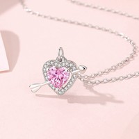 Colliers en forme de cœur Dan Jewelry, collier avec pendentif en argent sterling 925, avec flèche en zircone cubique rose 5A