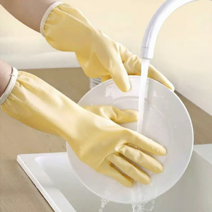 Gants de vaisselle épais à texture lisse pour femmes, pour le nettoyage de la cuisine. Caoutchouc latex durable, imperméable - Product Image 1