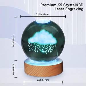 Venta al por Mayor de Lámparas Nocturnas Modernas RGB de 7 Colores, Adorno de Bola de Cristal 3D, Pequeña Lámpara Luminosa con Batería - Product Image 6