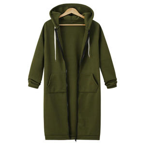 Manteau long à capuche en molleton pour <span class=keywords><strong>femme</strong></span>, style européen et américain, à manches longues, mi-longueur, automne-hiver 2026 - Product Image 3