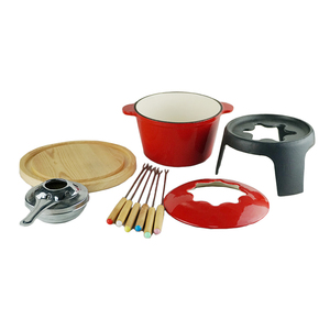 ChuiHua Hot Sale Red Color Cookware <strong>Sets</strong> Non Stick Chocolate Chess Cast Iron Cookware <strong>Set</strong> for Kitchen and Camping Fondue <strong>Sets</strong> - Product Image 1