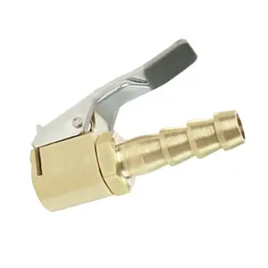 Air Chuck with Clip for Tire Inflator self-lock style Brass Hose Barb Air Chuck