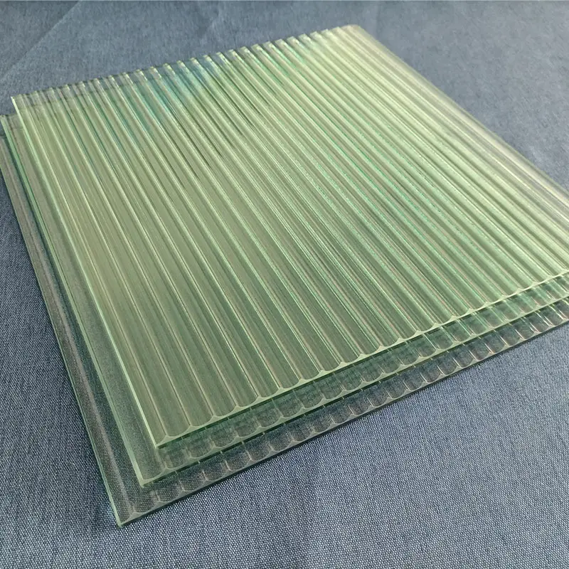 3mm-12mm Corrugated Groove Glass Panel Partition Wall Toughened Interior Decoration Reed Lattice Glass Bathroom Glass Block