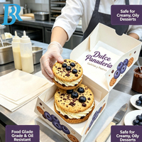 Boîte à biscuits pliante avec logo imprimé sur mesure, résistante à la graisse, en papier recyclable, pour une seule pièce, pour boulangerie