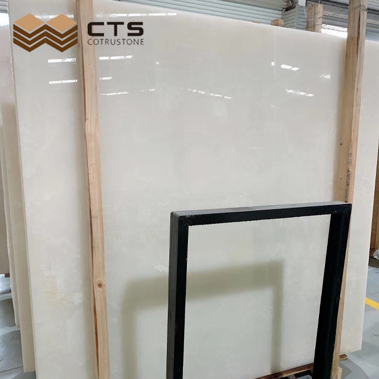 Polished Jumbo Size Chinese Stone Translucent Decoration Ice White Onyx Slab Price Marble