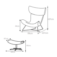Diskon Grosir Furnitur Rumah Modern Imola Kulit Punggung Tinggi Kaki Logam Kursi Santai Sofa Tunggal