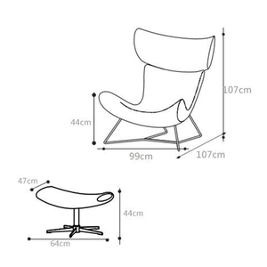 Imola-muebles modernos para el hogar, sillón individual de cuero con respaldo alto y pata de Metal, descuento al por mayor - Product Image 5