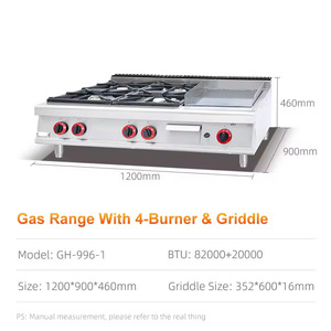 Cuisinière à gaz commerciale avec 4 brûleurs et plaque <span class=keywords><strong>de</strong></span> <span class=keywords><strong>cuisson</strong></span>, cuisinière à gaz pour restaurant, équipement <span class=keywords><strong>de</strong></span> cuisine en acier inoxydable - Product Image 6