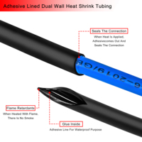 Tube thermorétractable 3:1 en PE, kit d'enroulement de câbles électriques étanche avec colle pour une fixation et une isolation faciles des fils, noir et rouge