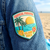 Écussons 3D personnalisés en PVC écologique, thermocollants, étanches, badges en caoutchouc, étiquettes durables en silicone, motif floral personnalisé