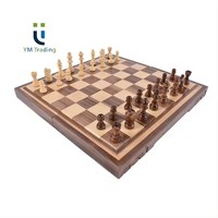 YUMING Deluxe 2 en 1 Jeu d'échecs et de backgammon en bois Série incrustée de style classique pour le divertissement