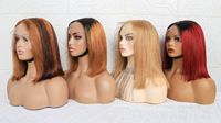 Perruque de cheveux humains de couleur orange droite courte Bob Lace Front perruque été Pixie coupe émoussée brésilienne Remy perruque pour les femmes noires