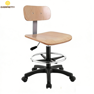 Tabouret de <span class=keywords><strong>laboratoire</strong></span> ergonomique réglable <span class=keywords><strong>en</strong></span> hauteur avec assise et dossier <span class=keywords><strong>en</strong></span> contreplaqué, piétement chromé, pour <span class=keywords><strong>laboratoire</strong></span> scolaire - Product Image 4