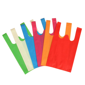 超市包装大40gms定制折叠W切割无纺布手提袋背心购物袋回收促销袋用于t恤 - Product Image 4