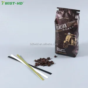 Coffee Bag Tin Tie Plastic Double Wire Adhesive Twist Tie Clip Band