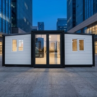 Villa Conteneur Contemporaine Extensible Préfabriquée à Châssis en Acier Durable, Ignifuge, Mobile, Pliable, pour Extérieur, Gym ou Atelier