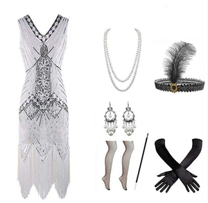 Ecoparty 드롭 배송 숙녀 1920s 포효 <span class=keywords><strong>20s</strong></span> 플래퍼 개츠비 의상 스팽글 멋진 의상 파티 원피스 - Product Image 5