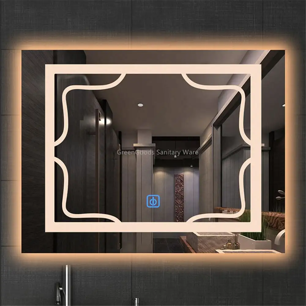 Otel akıllı dokunmatik anahtarı buğu çözücü büyüteç banyo aynası ile Led ışık arkadan aydınlatmalı ayna