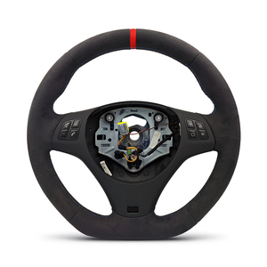 <span class=keywords><strong>Volant</strong></span> en <span class=keywords><strong>Alcantara</strong></span> complet avec bande supérieure rouge et bleue, fond plat, pour BMW Série 1 3 E90 E91 E92 E93 <span class=keywords><strong>M3</strong></span> E82 E81 E87 E88 - Product Image 2