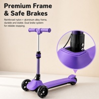 Trottinette électrique pour enfants à 3 roues Gentle Start, 60W, 21.6V, 2.0Ah, lithium, sans balais, pliable, étanche, réglable 60-78cm, 8km/h, 8-10km