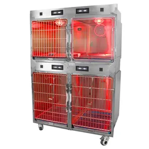 2024New style animals cages infrared warm light power supply 304 stainless steel oxygen cabin cages