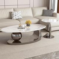 Table basse mobile rétro en métal et pierre, style nordique, pour salon ou chevet