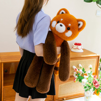 Peluche Panda Rouge Géant à Longs Bras OEM ODM, Coussin Doux et Câlin pour Décoration Intérieure, Cadeaux d'Anniversaire et Compagnon
