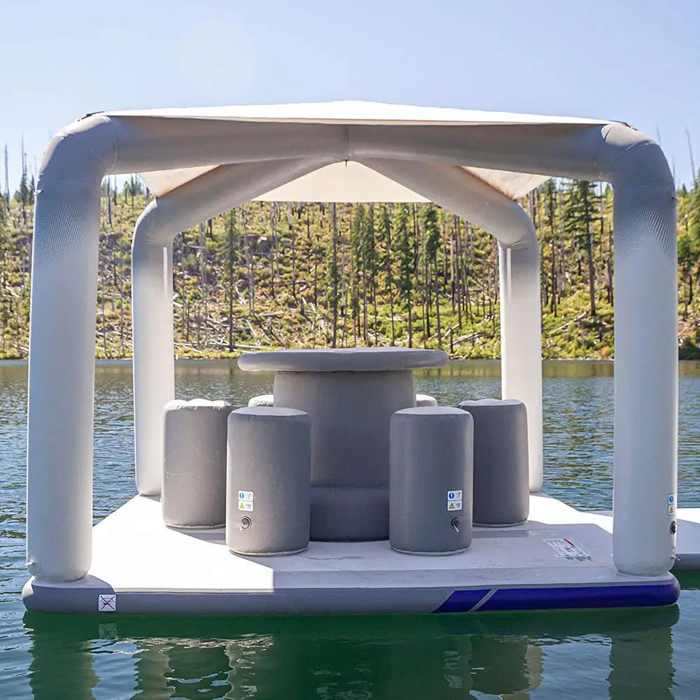 Ontspannende Ruimte Drijvend Opblaasbaar Dok Waterplatform Met Sofa Opblaasbare Drijvende Revel Lounge Voor Zwembad Of Zee Gelegenheden