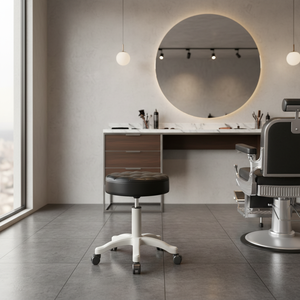 Metal Round Bar <b>Stool</b> with Massage and Foldable Features for Hotel Barber Shop or Hospital Use-Contemporary Design - Product Image 3