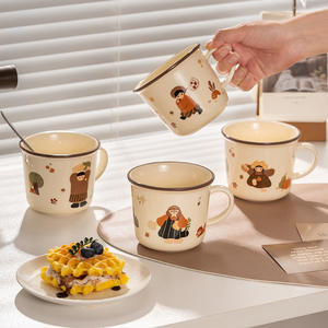 แก้วเซรามิคสำหรับครอบครัว ลายการ์ตูนน่ารัก พร้อมหูจับ เหมาะสำหรับใช้ในบ้าน ของขวัญสำหรับคู่รัก แก้วสำหรับมื้อเช้า - Product Image 4