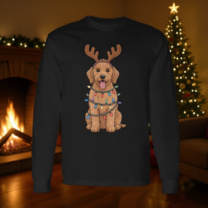 Goldendoodle Christmas <b>Reindeer</b> Lights Dog Lover <b>Xmas</b> Long Sleeve T-Shirt - Product Image 3