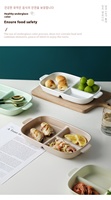 Assiette à compartiment rectangulaire à double poignée en céramique nordique, assiette à dîner à contrôle des portions, petit-déjeuner créatif, vente en gros