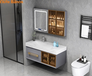 Olife Banos meja rias kamar mandi, furnitur terpasang di dinding kamar mandi modern gaya modern - Product Image 6