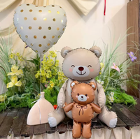 Ballons en aluminium en forme d'ours en peluche mignon tenant un petit ours pour la Saint-Valentin, les mariages, les baby showers, les décorations de fête et les arrière-plans - Vente en gros